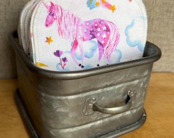 Unicorn Cotton Flannel Napkins: Reusable Baby Wipes, Zero Waste (48-Piece Set)