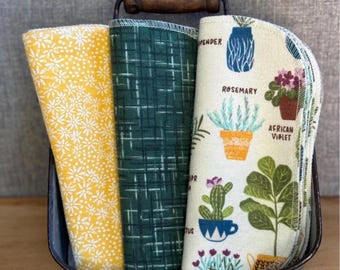 Patterned Flannel Cloth Napkins: Reusable 2-Ply Cotton Wipes, 12-Pack