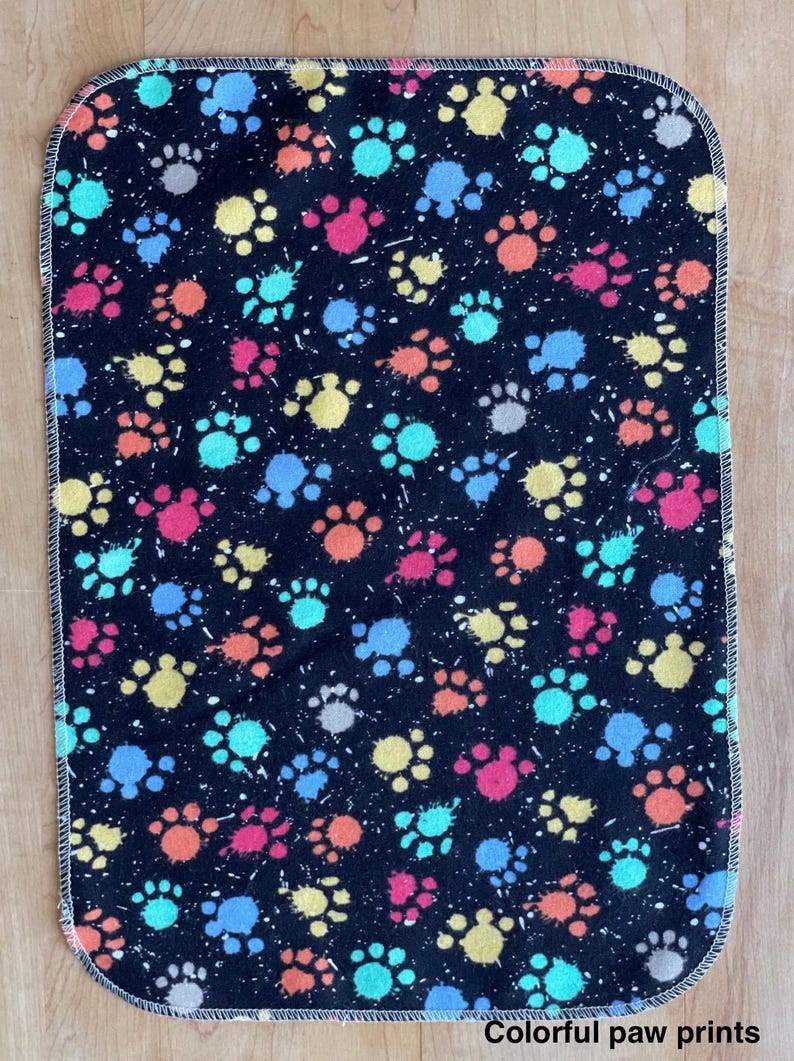 Wiederverwendbare, papierlose Küchentücher aus Baumwollflanell: Umweltfreundliches Küchentuch (25 x 30 cm) Colorful paw prints