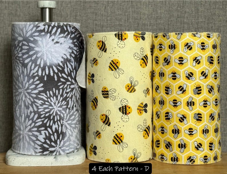 Toallas reutilizables de franela de algodón sin papel - Juego de 12 (10 x 14) 4 Each pattern D