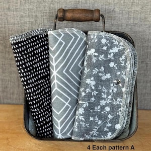 Patterned Cotton Flannel Cloth Napkins: Reusable 12-Pack, 7x7