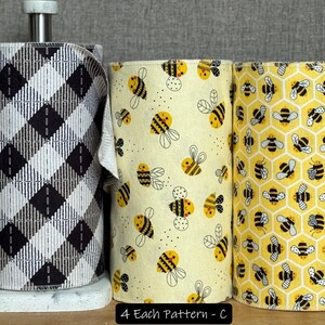 Toallas reutilizables de franela de algodón sin papel - Juego de 12 (10 x 14) 4 Each pattern C