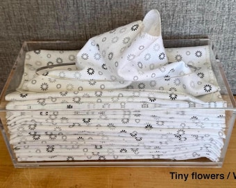 Reusable Cotton Flannel Facial Tissues: 12 Pack, 9"x9" Washable Cloth