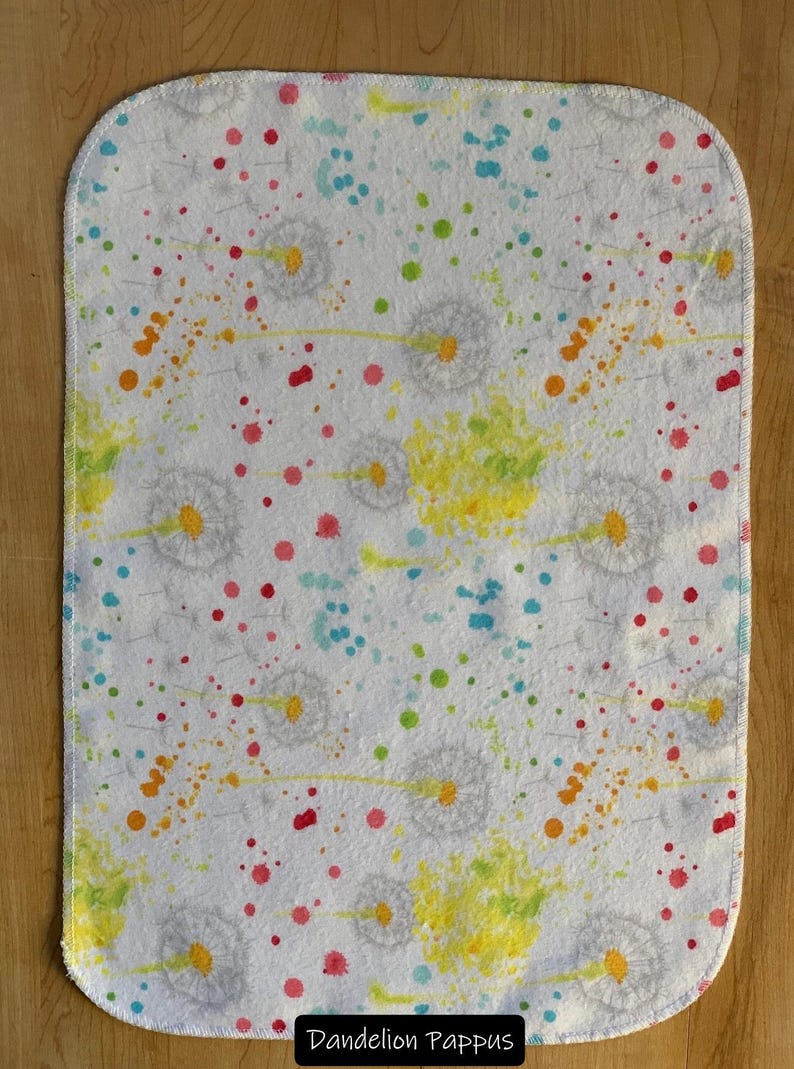 Toallas reutilizables de franela de algodón sin papel - Juego de 12 (10 x 14) Dandelion pappus
