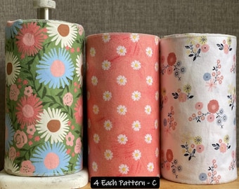 Floral Cotton Reusable Paperless Towels: 12-Piece Set (10”x14”)