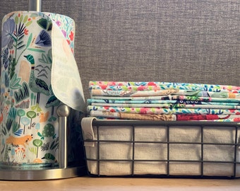 Reusable Cotton Flannel Towels: 12 Variety Pack, 10"x12" Washable Cloth Napkins