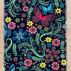 Toallas reutilizables de franela de algodón sin papel - Juego de 12 (10 x 14) Whimsical Garden