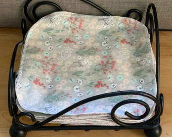 Paperless Napkins 12, 2- ply  7”x7” (pattern on both sides)/ Eco-friendly Kitchen/ kitchen Decor/Zero waste Baby wipes/Sustainable living