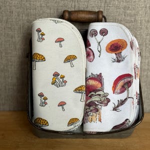 Mushroom Print Reusable Cloth Napkins: 12-Pack Cotton Flannel Baby Wipes image 6