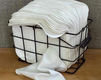 72 Pack Double Layer 7x7 Solid White Cotton Flannel Cloth Napkins | Baby Wipes
