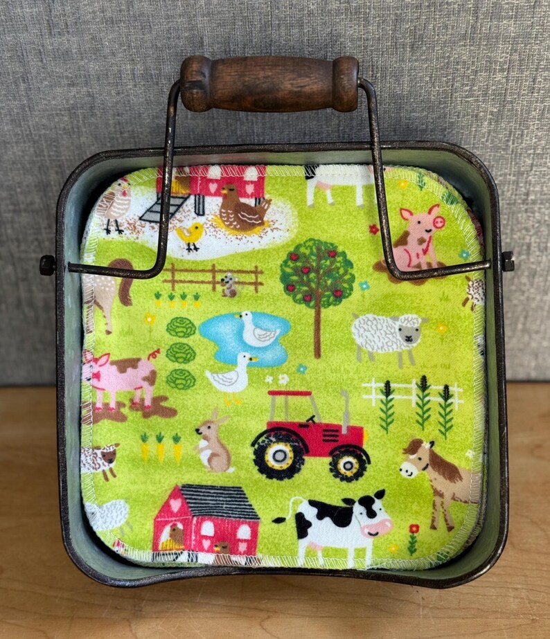 Cotton Flannel Paperless Napkins: Eco-Friendly Kitchen Decor Farm land