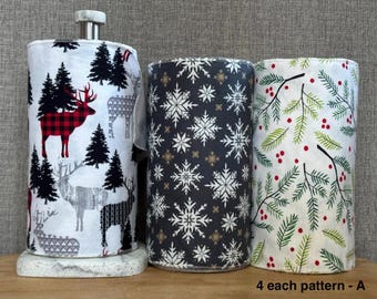 Christmas Cotton Flannel Towels - Set of 12 Reusable Holiday Napkins