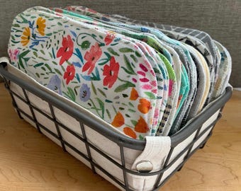 Reusable Cotton Flannel Towels - 12, 2 ply Assorted Patterns - Eco-Friendly (6”x10”)
