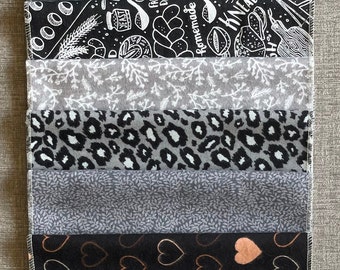 12, Reusable Flannel Paperless Towels: Black & Gray Variety Set - 10x14