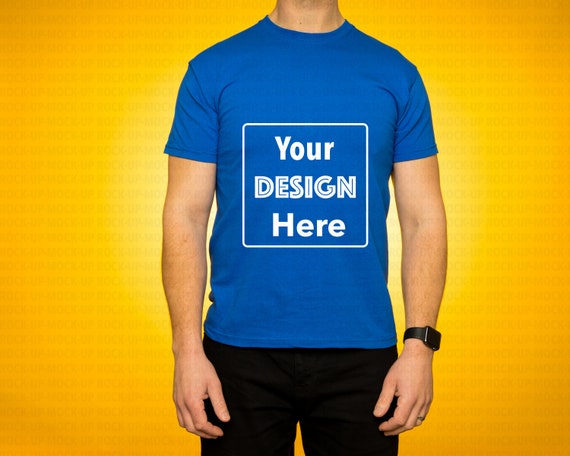 Download Free Blue T-Shirt Mockup Blue Tee Mockup Mens T-Shirt ...