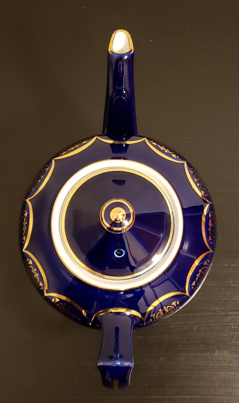 Vintage HALL Superior Quality Teapot Cobalt Blue with Gold Trim /& Filigree 6 Cup #0223