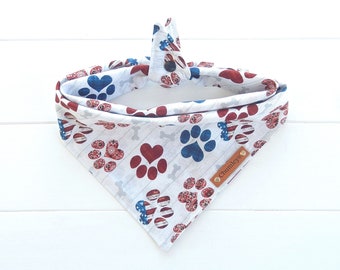 Patriotic Dog Bandana: Red White Blue 4th of July Tie & Snap