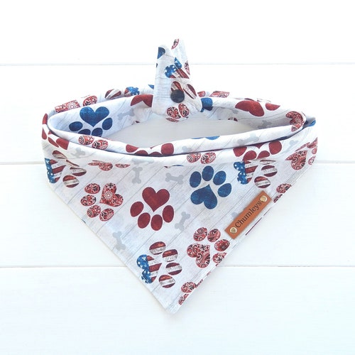 4th of July Dog Bandana Patriotic Dog Bandana Tie & Snap Etsy
