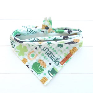St Patricks Day Dog Bandana Shamrock Dog Bandana Green Check Dog Bandana St Pattys Day Dog Bandana Tie & Snap Bandana Horseshoe