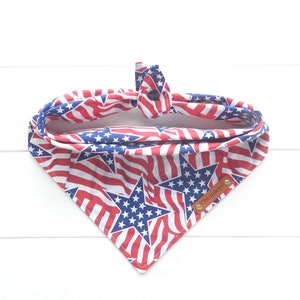 4th of July Dog Bandana Patriotic Dog Bandana Tie & Snap Dog Bandana Red White Blue Dog Bandana Stars and Stripes Dog Bandana