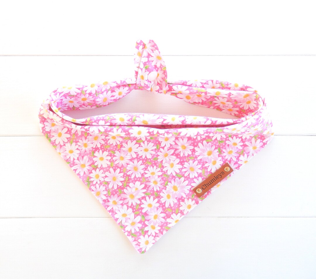 Pink Floral Dog Bandana Girl Dog Bandana Tie & Snap Bandana Summer