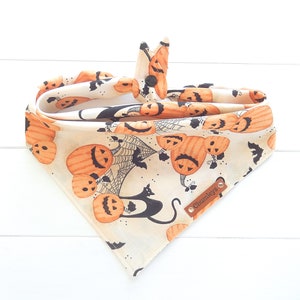 Halloween Dog Bandana Spider Web Black Cat Pumpkin Bandana Fall Dog Bandana Tie & Snap Puppy Gift