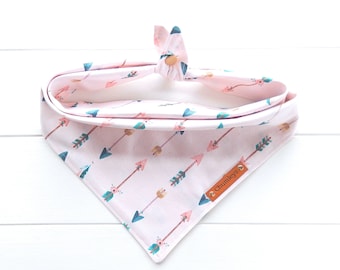 Arrow Dog Bandana: Boho Feather Cotton Tie & Snap Bandana
