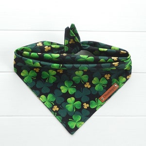 St Patricks Day Dog Bandana - Green Dog  Bandana - Shamrock Dog Bandana - St Pattys Day Dog Bandana - Tie & Snap Bandana - Green Black Gold
