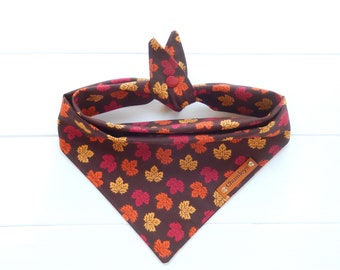 Fall Dog Bandana, Tie & Snap Dog Scarf, Foliage