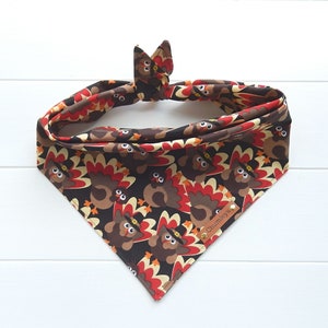 Thanksgiving Turkey Dog Bandana: Tie & Snap Cotton Scarf