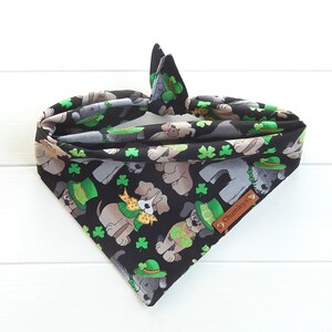St Patricks Day Dog Bandana Green Dog  Bandana Irish Dog Bandana St Pattys Day Dog Bandana Tie & Snap Bandana Green Black Gray