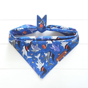Halloween Shark Dog Bandana Tie & Snap Bandana Shark Witch Dog Bandana Fall Dog Bandana