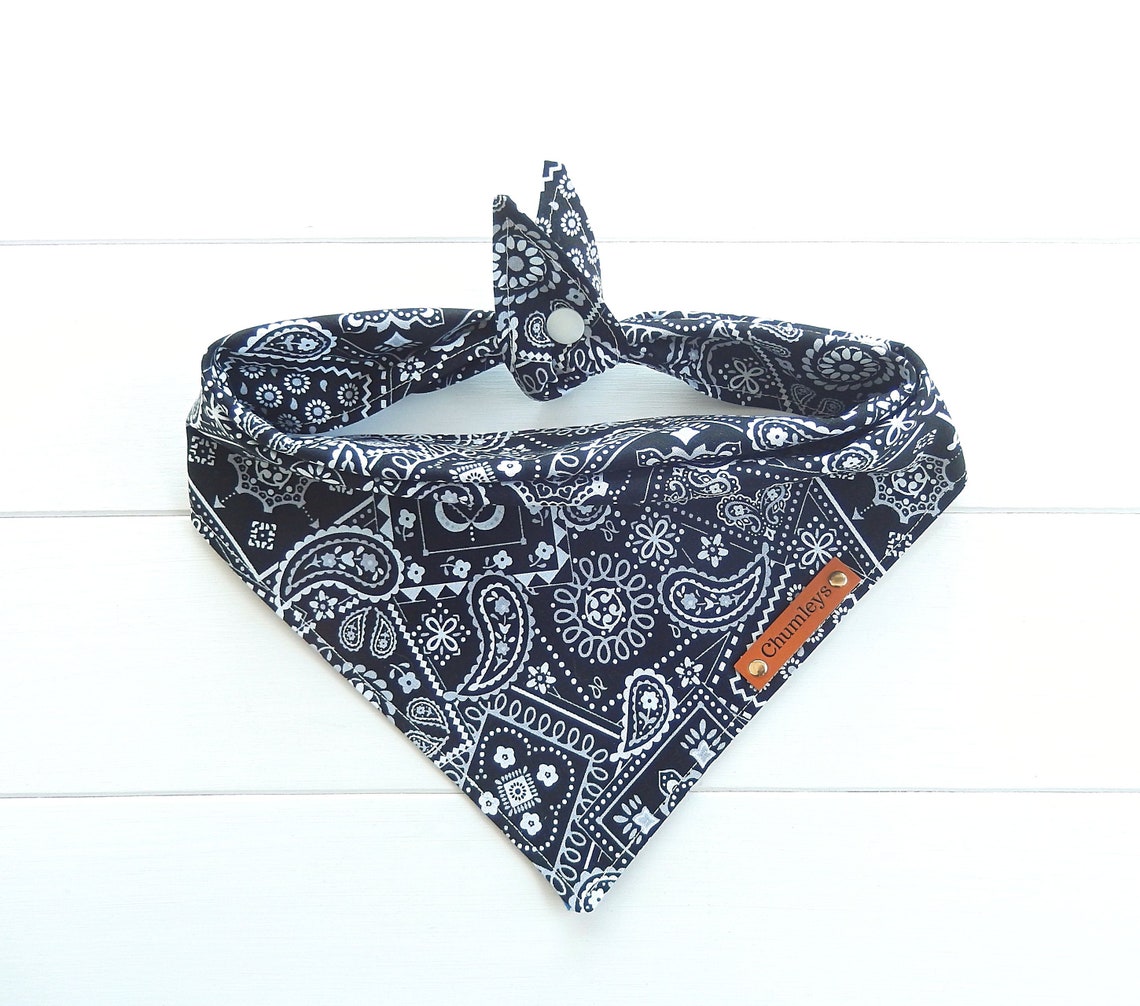 Dog Bandana Black Dog Bandana Summer Dog Bandana Black Etsy