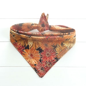 Fall Floral Dog Bandana: Rust Cotton Tie & Snap Bandana