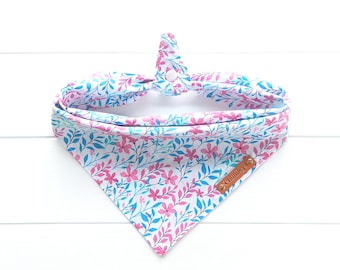 Pink Floral Dog Bandana: Spring Wildflower Tie & Snap Cotton Bandana