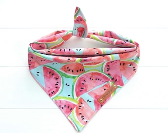 Watermelon Dog Bandana: Cotton Tie & Snap Summer Bandana