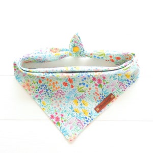 Floral Dog Bandana, Tie & Snap Bandana, Wildflower Dog Scarf, Dog Gift, Pet Neckwear Clothes, Summer Spring Dog Bandana