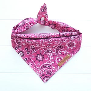 Pink Dog Bandana Cotton Dog Bandana Female Dog Bandana Tie & Snap Bandana Floral Dog Bandana Summer Bandana