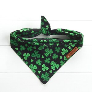 St Patricks Day Dog Bandana Green Dog  Bandana Shamrock Dog Bandana St Pattys Day Dog Bandana Tie & Snap Bandana Green and Black