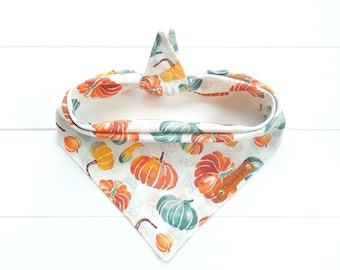 Fall Dog Bandana, Tie & Snap, Gourds, Dog Scarf