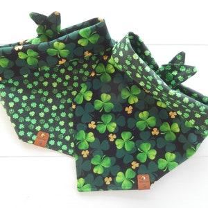 Reversible Dog Bandana -  St Patricks Day Dog Scarf - St Pattys Day Two Sided Dog Bandana - Tie & Snap Dog Bandana - Dog Gift