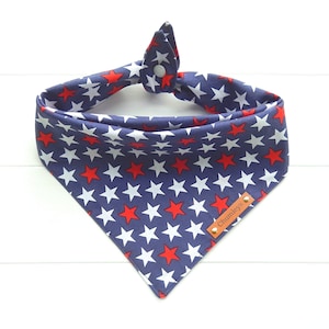 4th of July Dog Bandana Patriotic Dog Bandana Tie & Snap Dog Bandana Red White Blue Dog Bandana July 4th Bandana