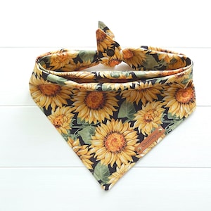 Sunflower Dog Bandana: Cotton Tie & Snap Fall Bandana