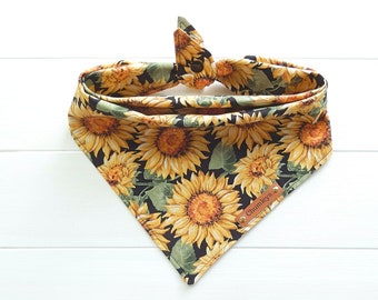 Sunflower Dog Bandana: Cotton Tie & Snap Fall Bandana