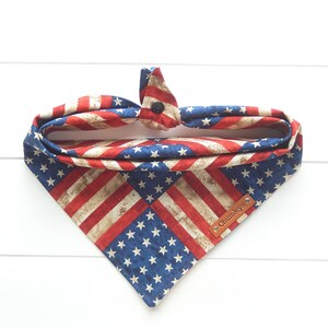 July 4th Dog Bandana - Patriotic Dog Bandana - Tie & Snap Dog Bandana - Red White Blue Dog Bandana - Stars and Stripes Dog Bandana