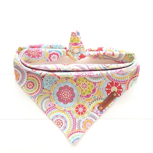 Floral Dog Bandana, Tie & Snap Bandana, Dog Scarf, Dog Gift, Pet Neckwear Clothes, Girl Female Dog Bandana