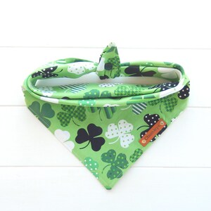 St Patricks Day Dog Bandana Green Dog Bandana Shamrock Dog Bandana St Pattys Day Dog Bandana Tie & Snap Bandana Green Black White