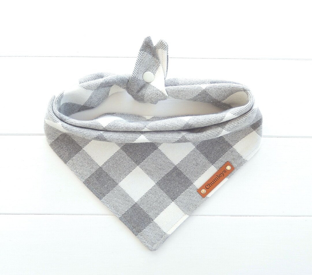 Gray Buffalo Check Bandanaflannel Dog Bandanagrey Plaid Dog Bandana