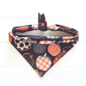 Halloween Dog Bandana: Buffalo Check Tie & Snap Fall Scarf