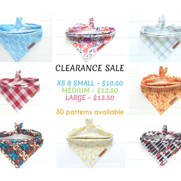 CLEARANCE SALE Dog Bandanas - Tie and Snap Dog Bandanas - Plaid Flannel Floral Christmas Halloween Cotton Check Fall Valentine Dog Bandana